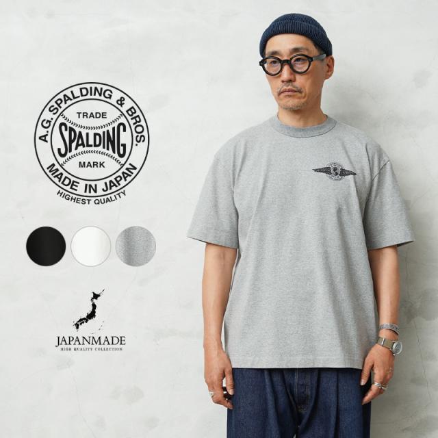 A.G.SPALDING&amp;BROS エージースポルディング&amp;ブロス SPL-AGS-261010 U.S.A.S. DESIGN S/S プリントTシャツ 日本製【Cx】【T】｜トップス メンズ 半袖 カットソー グラフィック ロゴT クルーネック ヘビーウェイト 綿100 アメカジ ヴィンテージ