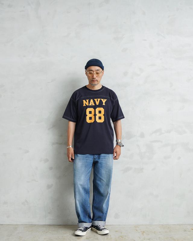 A.G.SPALDING&BROS エージースポルディング&ブロス フットボールシャツ US NAVY 日本製【Cx】【T】｜メンズファッション アメカジ ファッション 半袖Tシャツ ヴィンテージ USネイビー スポーツMIX カジュアル 1980年代 コットン