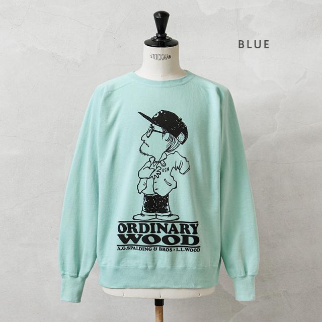 Ordinary Wood × A.G.SPALDING&BROS SPL-WAP-251003 SKETCHBOOK3 フリーダムスリーブ スウェット シャツ 日本製【Cx】【T】｜メンズファッション ヴィンテージ ストリート トップス コットン カジュアル トレーナー