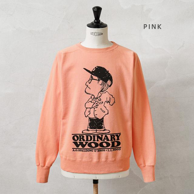 Ordinary Wood × A.G.SPALDING&BROS SPL-WAP-251003 SKETCHBOOK3 フリーダムスリーブ スウェット シャツ 日本製【Cx】【T】｜メンズファッション ヴィンテージ ストリート トップス コットン カジュアル トレーナー