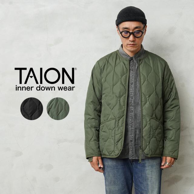 TAION タイオン TAION-104ZML-1 MILITARY LINE クルーネック Wジップ ダウンジャケット【F2】【Sx】【T】｜メンズファッション アウトド キャンプ ミリタリー アメカジ インナーダウン ワンマイルウェア タウンユース 撥水 軽量