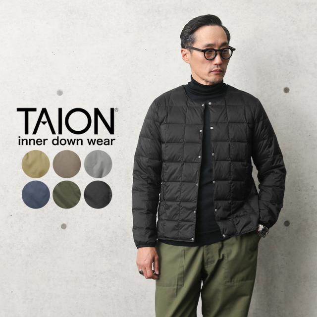 TAION タイオン TAION-104 クルーネック インナーダウンジャケット MENS【B2】【Sx】【R】｜保温 防寒 アウター メンズ ブラック 黒 薄手 おしゃれ シンプル デザイン