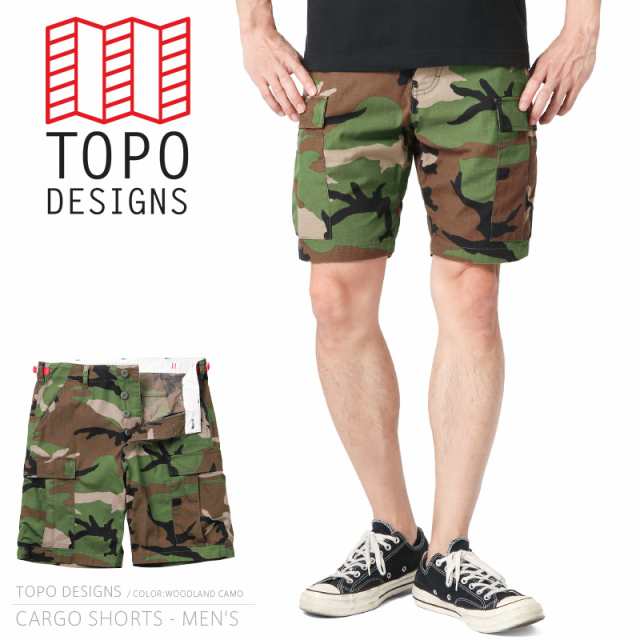 TOPO DESIGNS トポデザイン CARGO SHORTS カーゴショーツ / BDUショートパンツ WOODLAND CAMO / メンズ レディース ボトムス カーゴパン