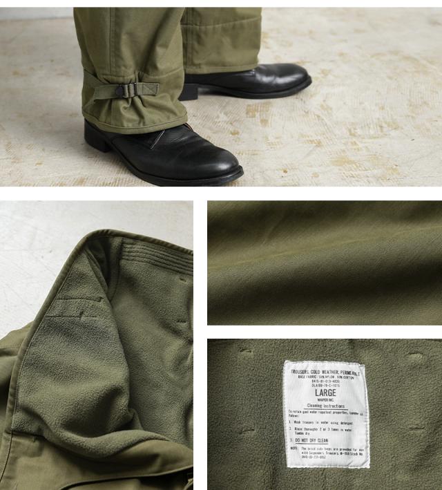 WAIPER.inc 米軍 U.S.NAVY コールドウェザー A-2 デッキパンツ【WP124】【T】【Cx】｜メンズ ボトムス 大きサイズ ワイドパンツ 防風 防寒 保温 軍パン ミリタリー カーキ バイク ブランド おしゃれ