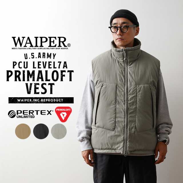 米軍 PCU LEVEL7A PRIMALOFT ベスト PERTEX UNLIMITED WAIPER.inc【WP1022】【Cx】【R】｜メンズ アウター ダウンベスト 大きいサイズ ノ