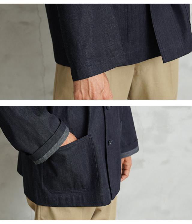 WAIPER.inc 米軍 1940’s U.S.NAVY M-43 デニムショールカラージャケット MADE OF”KAIHARA DENIM”【WP1038】【T】【Cx】｜メンズ アウター 大きいサイズ 大人 カジュアル Gジャン ジージャン ブランド おしゃれ