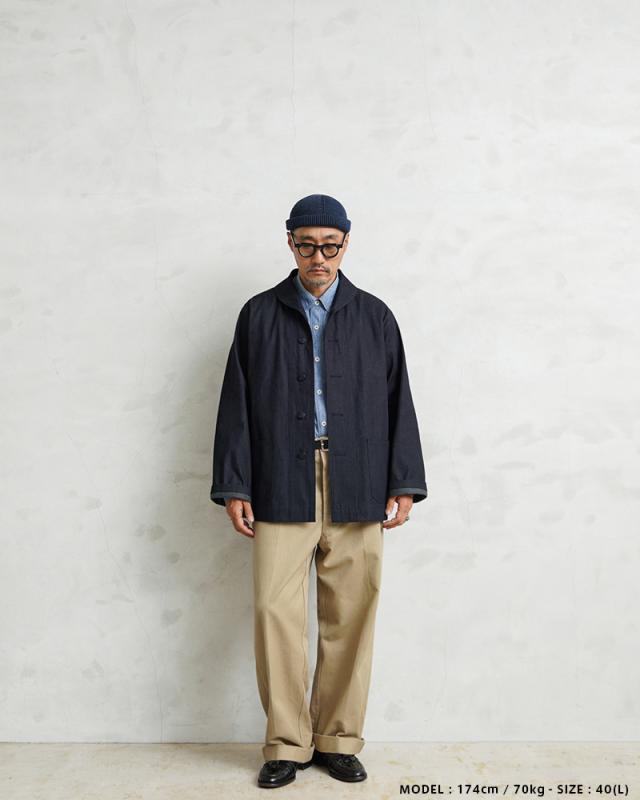 WAIPER.inc 米軍 1940’s U.S.NAVY M-43 デニムショールカラージャケット MADE OF”KAIHARA DENIM”【WP1038】【T】【Cx】｜メンズ アウター 大きいサイズ 大人 カジュアル Gジャン ジージャン ブランド おしゃれ
