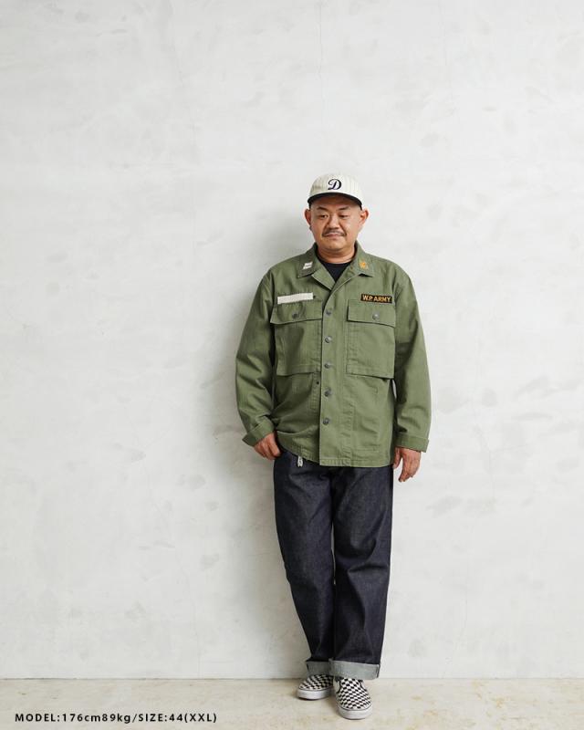 WAIPER.inc 米軍 1940’s U.S.ARMY M-43 HBT コンバットジャケット ワッペン【WP1050B】【Cx】【T】｜メンズ アウター ミリタリー 大きいサイズ 薄手 カーキ 綿 コットン 大人 カジュアル ブランド おしゃれ