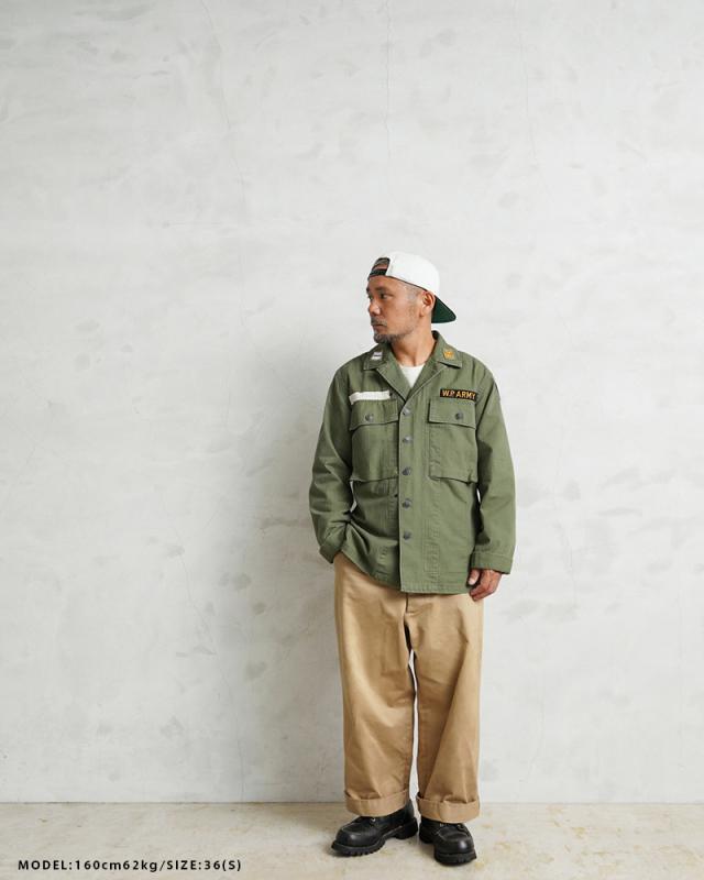 WAIPER.inc 米軍 1940’s U.S.ARMY M-43 HBT コンバットジャケット ワッペン【WP1050B】【Cx】【T】｜メンズ アウター ミリタリー 大きいサイズ 薄手 カーキ 綿 コットン 大人 カジュアル ブランド おしゃれ