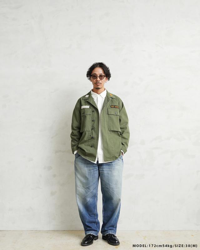 WAIPER.inc 米軍 1940’s U.S.ARMY M-43 HBT コンバットジャケット ワッペン【WP1050B】【Cx】【T】｜メンズ アウター ミリタリー 大きいサイズ 薄手 カーキ 綿 コットン 大人 カジュアル ブランド おしゃれ