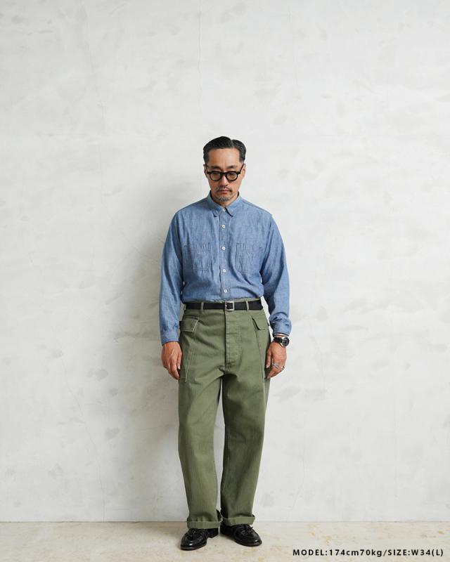 WAIPER.inc ワイパーインク 米軍 1940’s U.S.ARMY M-43 HBT サイドカーゴトラウザー【WP1051】【T】【Cx】｜メンズ パンツ ズボン ミリタリー 大きいサイズ ワイドパンツ ベイカーパンツ ブランド おしゃれ