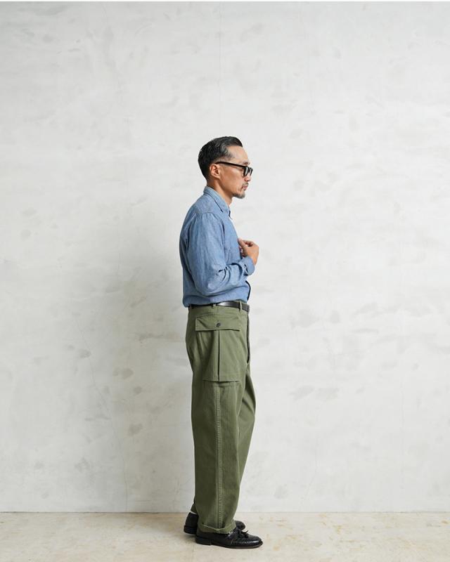 WAIPER.inc ワイパーインク 米軍 1940’s U.S.ARMY M-43 HBT サイドカーゴトラウザー【WP1051】【T】【Cx】｜メンズ パンツ ズボン ミリタリー 大きいサイズ ワイドパンツ ベイカーパンツ ブランド おしゃれ