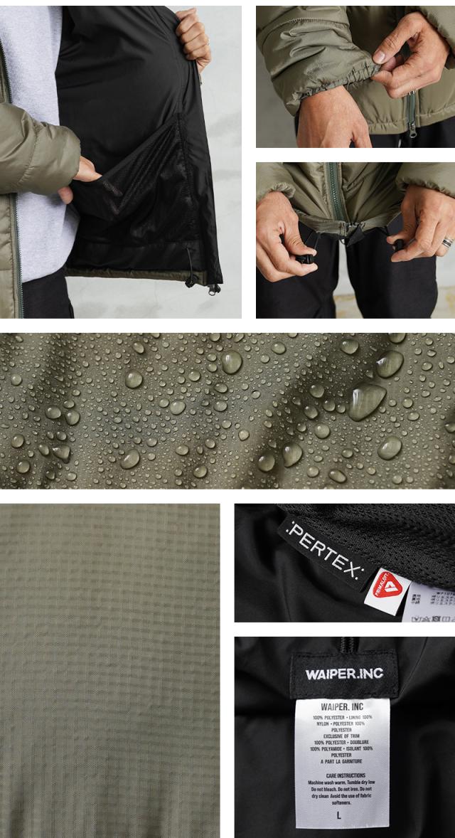 WAIPER.inc ワイパーインク THERMO AIR LOFT PRIMALOFT パーカー PERTEX UNLIMITED【WP1076】【Cx】【T】｜メンズ アウター ミリタリー 大きいサイズ 中綿 ナイロン 防寒 保温 撥水 アウトドア ブランド おしゃれの通販は