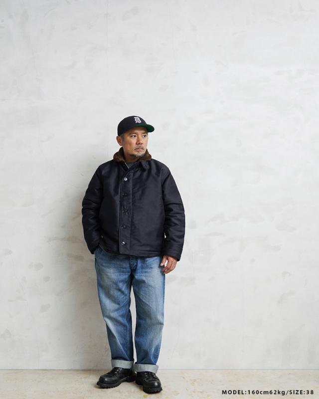 アメリカ軍 N-1 デッキジャケット 〔 38／Lサイズ 〕 ストーンウォッシュ加工 JJ105YNW S ネイビー 〔 レプリカ 〕