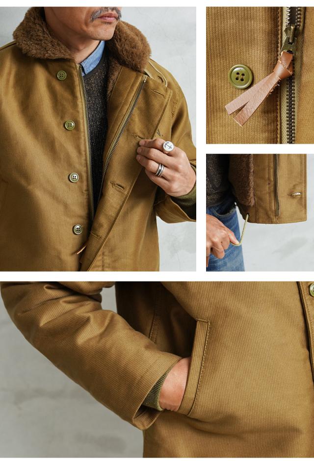 WAIPER.inc 忠実復刻 米軍 U.S.NAVY N-1 デッキジャケット ピケモデル/アルパカライニング 日本製【WP119】【Cx】【T】｜メンズ アウター 大きいサイズ カジュアル ボア 防寒 バイク アメカジ ブランド おしゃれ