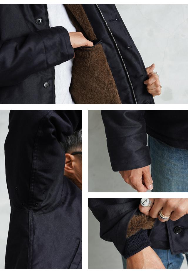 WAIPER.inc 忠実復刻 米軍 U.S.NAVY N-1 デッキジャケット 前期型 NAVY アルパカライニング 日本製【WP125】【Cx】【T】｜メンズ アウター ミリタリー 大きいサイズ ブルゾン ネイビー カジュアル ブランド おしゃれ