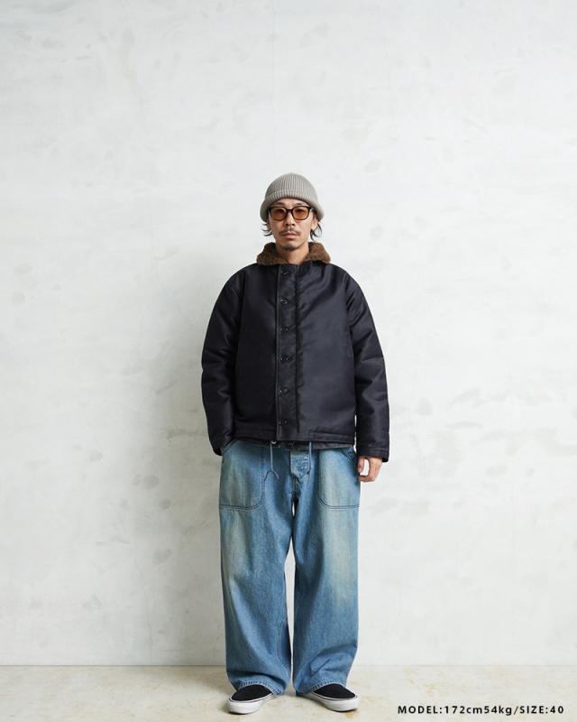 WAIPER.inc 忠実復刻 米軍 U.S.NAVY N-1 デッキジャケット 前期型 NAVY アルパカライニング 日本製【WP125】【Cx】【T】｜メンズ アウター ミリタリー 大きいサイズ ブルゾン ネイビー カジュアル ブランド おしゃれ