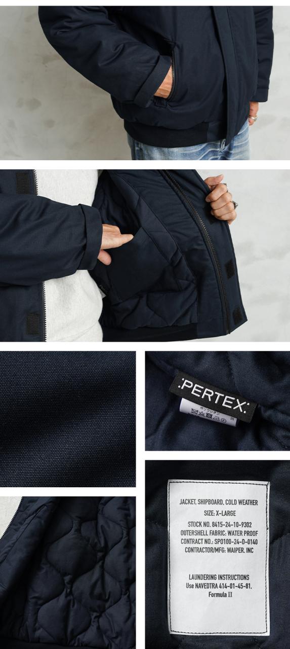 WAIPER.inc ワイパーインク 米軍 U.S.NAVY シップボードジャケット【WP1075】【Cx】【I】｜メンズ アウター 大きいサイズ ミリタリー ブルゾン ハイネック 立ち襟 無地 綿 コットン ネイビー ブランド おしゃれ