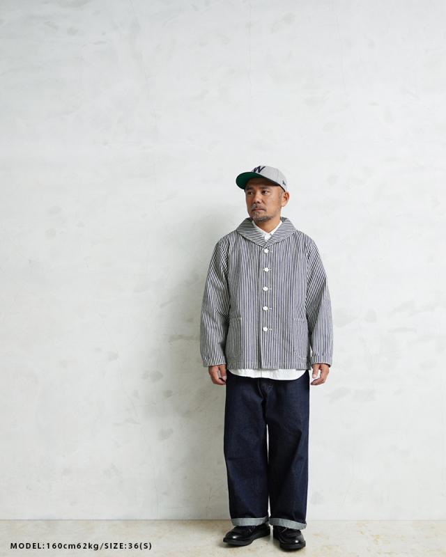 WAIPER.inc 米軍 U.S.NAVY PRISONER ヒッコリーショールカラージャケット MADE OF“KAIHARA DENIM”【WP1127】【T】【Cx】