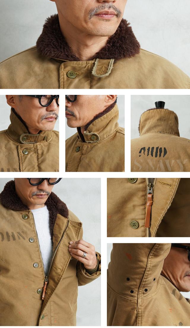 WAIPER.inc 忠実復刻 米軍 U.S.NAVY N-1 デッキジャケット 後期型 アルパカライニング VINTAGE WASH MADE IN JAPAN【WP43U】【Cx】【T】