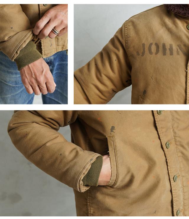 WAIPER.inc 忠実復刻 米軍 U.S.NAVY N-1 デッキジャケット 後期型 アルパカライニング VINTAGE WASH MADE IN JAPAN【WP43U】【Cx】【T】