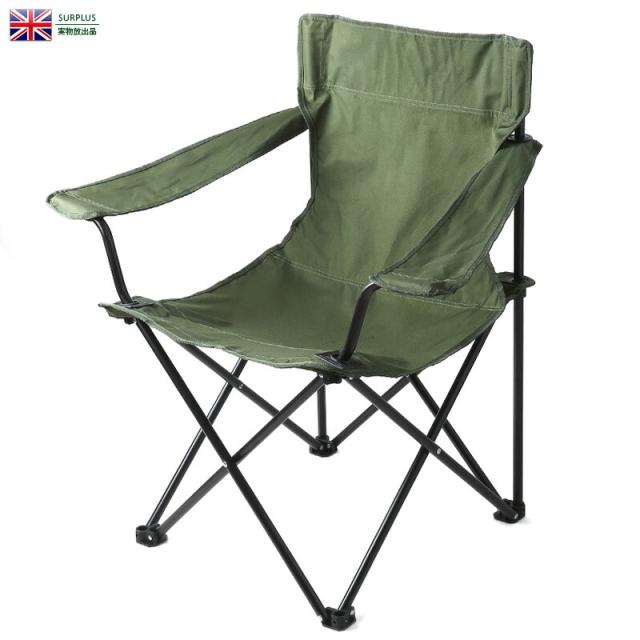 実物 新品 デッドストック イギリス軍 ナイロンキャンバス フォールディングチェア(FOLDING，CHAIR) 【Cx】【T】｜ミリタリー 折りたたみ椅子 キャンプ アウトドア フェス ミリタリー家具 軍放出品 軍モノ 軍用品 カーキ