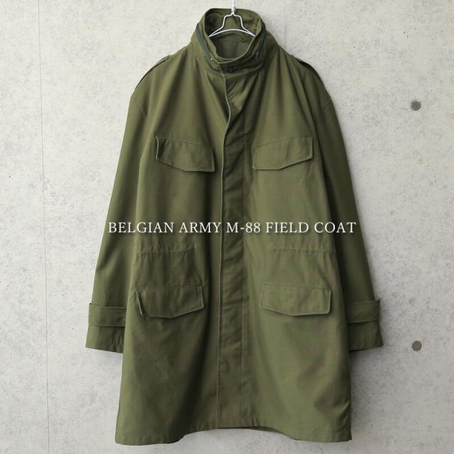 実物 USED ベルギー軍 M-88 フィールドコート【Cx】【I】｜メンズ ミリタリージャケット アウター コート スタンドカラー ノーカラーコート 軍放出品 ユーロミリタリー おしゃれ 古着 大きいサイズ オリーブ カーキ