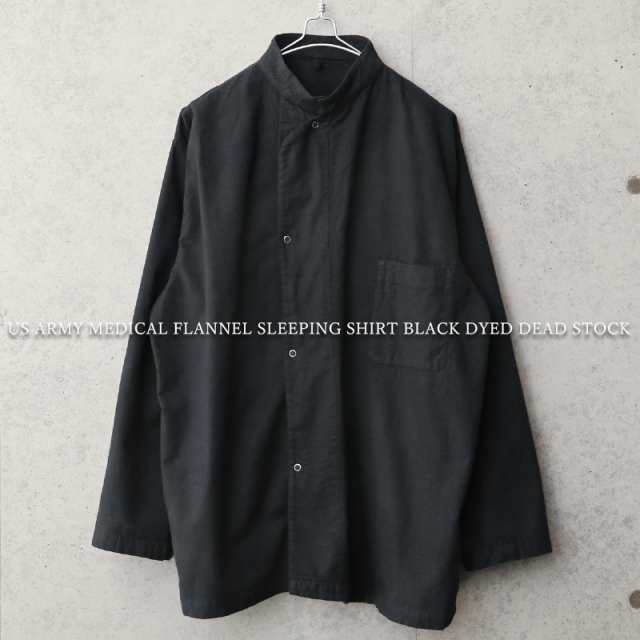 実物 新品 デッドストック 米軍 MEDICAL フランネル スリーピングシャツ BLACK染め【Cx】【I】｜ミリタリーシャツ グランパシャツ ノーカ