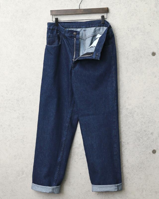 実物 USED イタリア軍 デニムワークパンツ【Cx】【I】｜ジーンズ デニムパンツ メンズ ボトムス 軍パン 軍モノ 軍放出品 古着 おしゃれ 大きいサイズ ワイド ストレート 生デニム ウォッシュド ジッパーフライ ネイビー_5