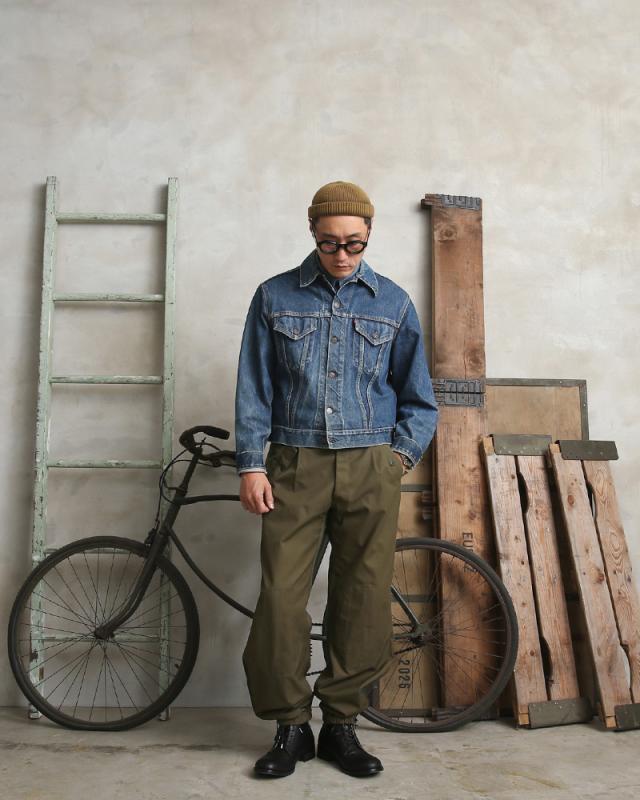 実物 USED イタリア軍 コンバットパンツ【Cx】【I】｜ミリタリー パンツ メンズ カーゴパンツ 軍パン カーキ 大きいサイズ ワイドパンツ 裾リブ ゆったり 古着 おしゃれ_1