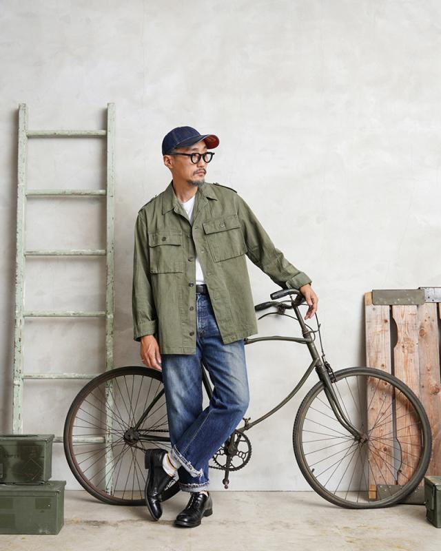 50s オランダ軍 実物 HBTジャケット ヘリンボーンツイル ミリタリー 古着 オランダ軍 ミリタリー HBT ヘリンボーンツイル シャツ 実物 USED