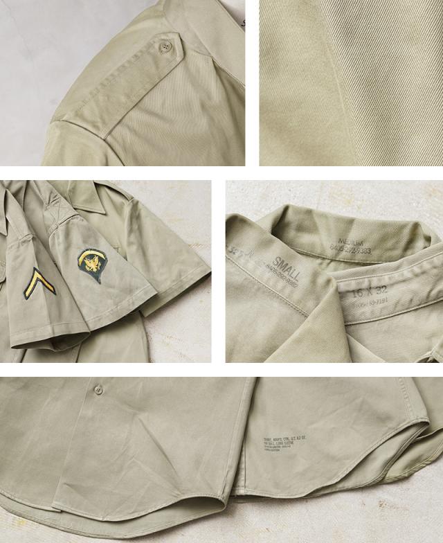 実物 USED 米軍 M-46 ショートスリーブ カーキシャツ コットン100%【Cx 
