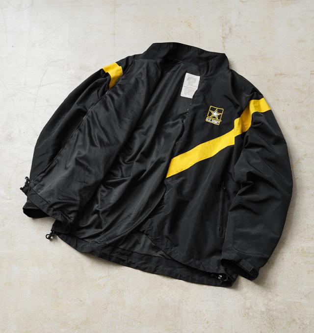 実物 USED 米軍 U.S.ARMY BLACK APFU トレーニングジャケット【Cx】【I】｜フィットネス ウィンドブレーカー ジャンパー 古着 メンズ アウター ミリタリー おしゃれ 黒 ブラック