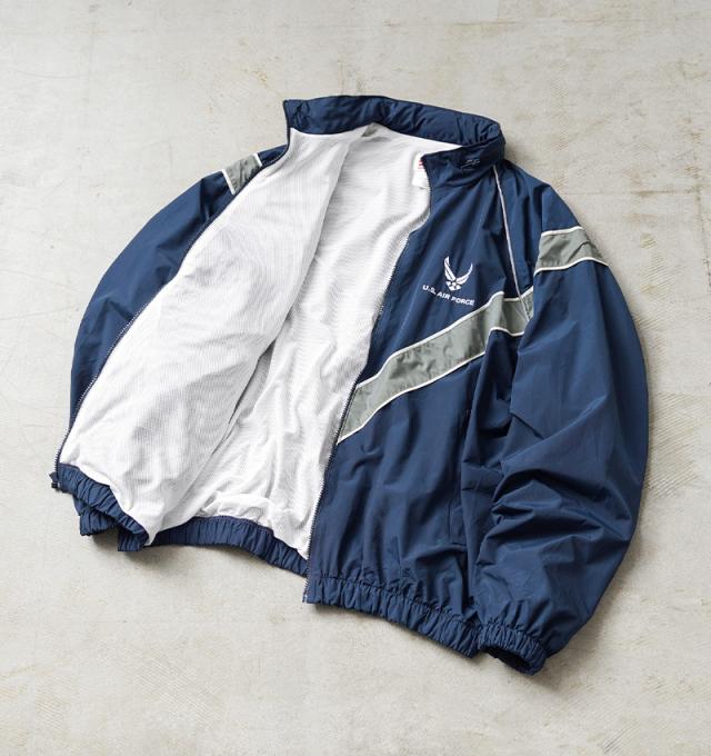 美品米空軍 USAF PTU ウインドブレーカー ジャケット 米軍 AIR FORCE PTU トレーニングジャケット ポリエステル ネイビー