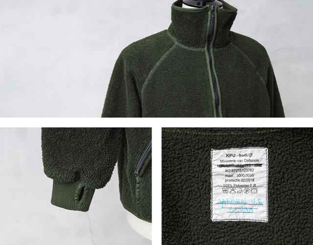 実物 USED オランダ軍 FIRE RESISTANT フリース ライナージャケット ショートボア【Cx】【I】｜ミリタリー アウター トップス 防寒 保温 ジャージ カーキ オリーブ メンズ レディース 古着 軍放出品_5