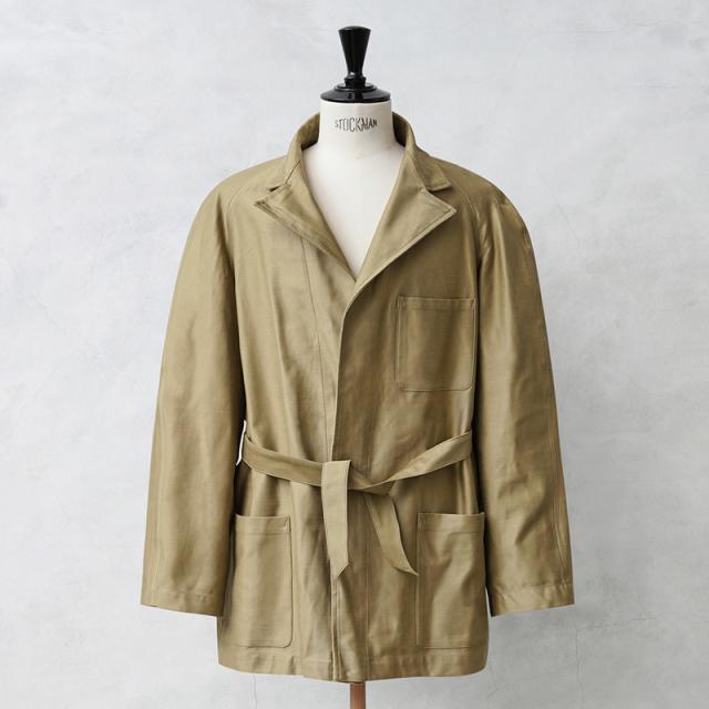 実物 新品 デッドストック イタリア軍 60s ヴィンテージ コットンサテン ホスピタル ジャケット【Cx】【I】｜ミリタリー アウター メンズ コート ベージュ カーキ ワーク シンプル デザイン 薄手 古着 ファッション おしゃれ