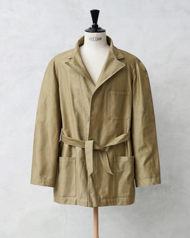 実物 新品 デッドストック イタリア軍 60s ヴィンテージ コットンサテン ホスピタル ジャケット【Cx】【I】｜ミリタリー アウター メンズ コート ベージュ カーキ ワーク シンプル デザイン 薄手 古着 ファッション おしゃれ_3