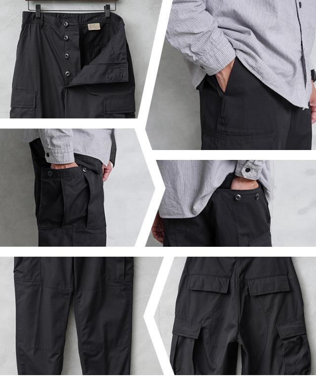 実物 新品 デッドストック 米軍 BDU ブラック リップストップ カーゴパンツ BLACK357【Cx】【I】｜ミリタリーパンツ メンズ ゆったり ポケット多い 黒 軍パン 作業 古着 ファッション おしゃれ_10