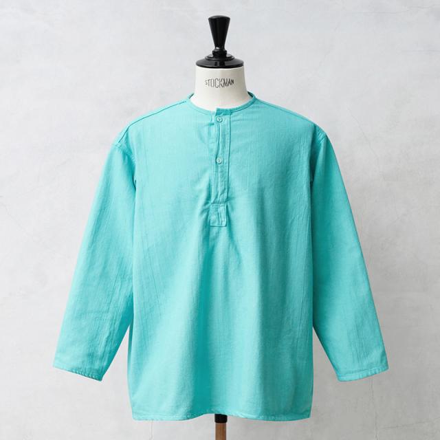 実物 新品 デッドストック ロシア軍 70s ヘンリーネック スリーピングシャツ ROBIN EGG BLUE染め【Cx】【I】｜メンズ トップス ミリタリー 7分袖 長袖 プルオーバーシャツ ノーカラーシャツ 古着 リメイク ファッション おしゃれ