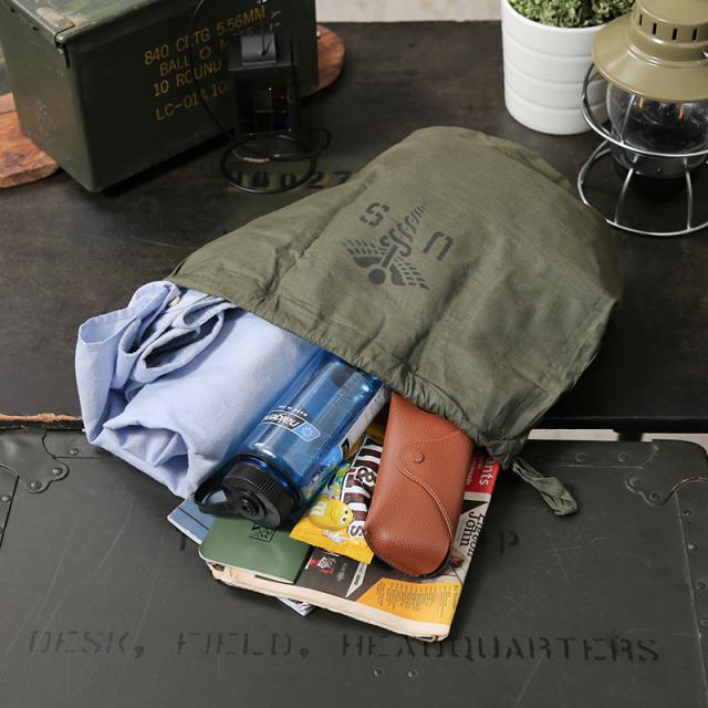 実物 新品 デッドストック 米軍 パーソナル エフェクツ バッグ LARGE【Cx】【I】｜ミリタリー 巾着袋 ポーチ アメリカ軍 ロゴ ステンシル カーキ オリーブ 軍放出品 古着 ファッション おしゃれ_9