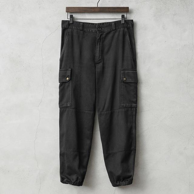 実物 USED フランス軍 F-2 カーゴパンツ BLACK染め【Cx】【I】｜メンズ ミリタリーパンツ ロングパンツ 大きいサイズ 黒 ブラック 作業服 リメイク 古着 ファッション おしゃれ