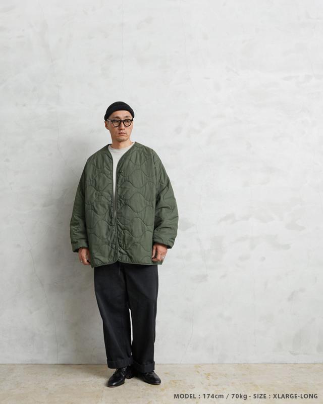 実物 新品 デッドストック 米軍 AIRCREW ノーメックスライナー フロントボタン #1【Cx】【I】｜メンズ レディース アウター ジャケット 大きいサイズ キルティング カーキ オリーブ ノーカラー 古着 ファッション おしゃれ_2