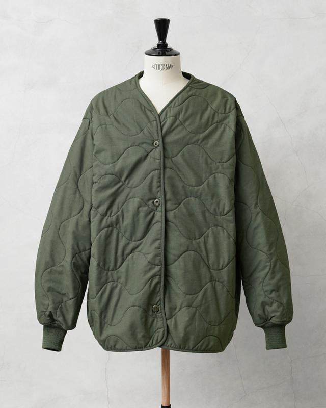 実物 新品 デッドストック 米軍 AIRCREW ノーメックスライナー フロントボタン #1【Cx】【I】｜メンズ レディース アウター ジャケット 大きいサイズ キルティング カーキ オリーブ ノーカラー 古着 ファッション おしゃれ_4