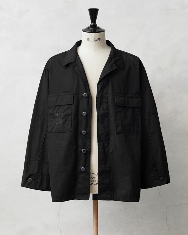 実物 新品 デッドストック 米軍 U.S. COAST GUARD ODU オペレーション ジャケット DEEP BLACK染め / USCG【Cx】【I】｜メンズ アウター 大きいサイズ 長袖 ミリタリー 開襟シャツ 薄手 リメイク 古着 おしゃれ_11