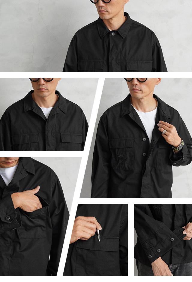 実物 新品 デッドストック 米軍 U.S. COAST GUARD ODU オペレーション ジャケット DEEP BLACK染め / USCG【Cx】【I】｜メンズ アウター 大きいサイズ 長袖 ミリタリー 開襟シャツ 薄手 リメイク 古着 おしゃれ_12
