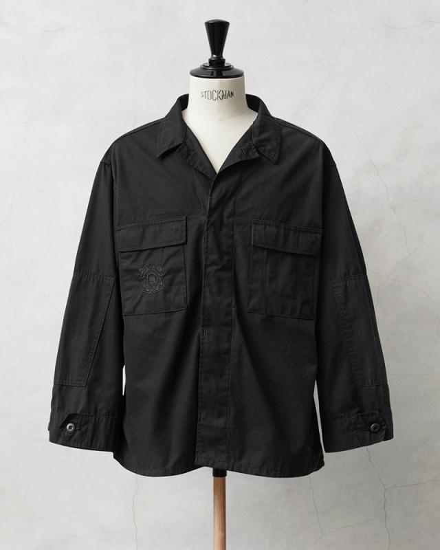 実物 新品 デッドストック 米軍 U.S. COAST GUARD ODU オペレーション ジャケット DEEP BLACK染め / USCG【Cx】【I】｜メンズ アウター 大きいサイズ 長袖 ミリタリー 開襟シャツ 薄手 リメイク 古着 おしゃれ_8