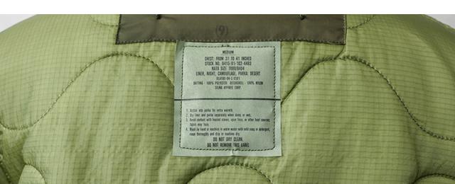WAIPER.inc 実物 新品 デッドストック 米軍 リメイク ナイトデザートカモ パーカー用ライナー ZIP＆POCKETS キルティング ジャケット【I】【Cx】｜メンズ アウター 大きいサイズ ミリタリー カーキ 中綿 防寒 保温 ブランド 古着 おしゃれ_10