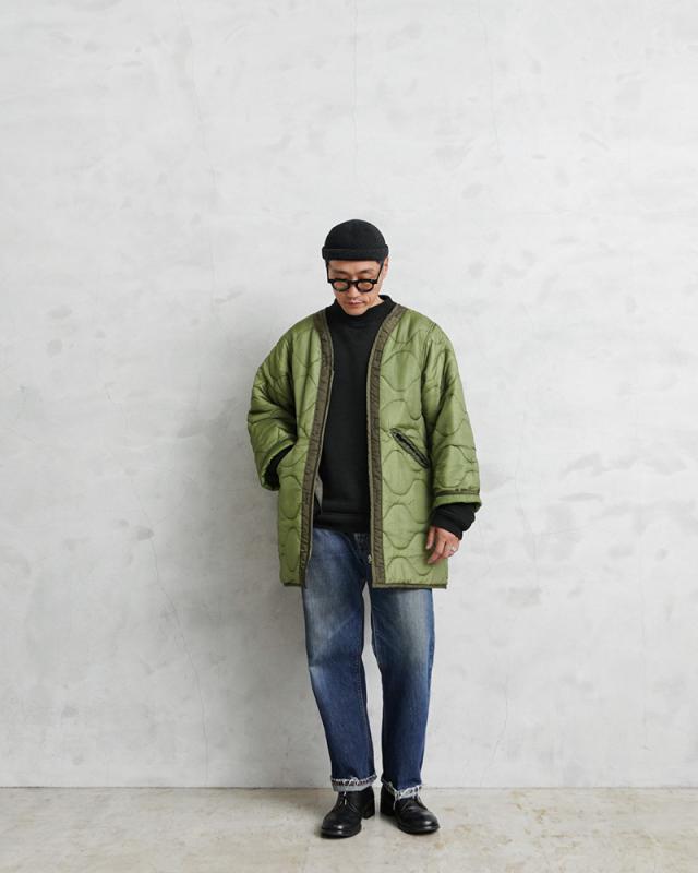 WAIPER.inc 実物 新品 デッドストック 米軍 リメイク ナイトデザートカモ パーカー用ライナー ZIP＆POCKETS キルティング ジャケット【I】【Cx】｜メンズ アウター 大きいサイズ ミリタリー カーキ 中綿 防寒 保温 ブランド 古着 おしゃれ_2