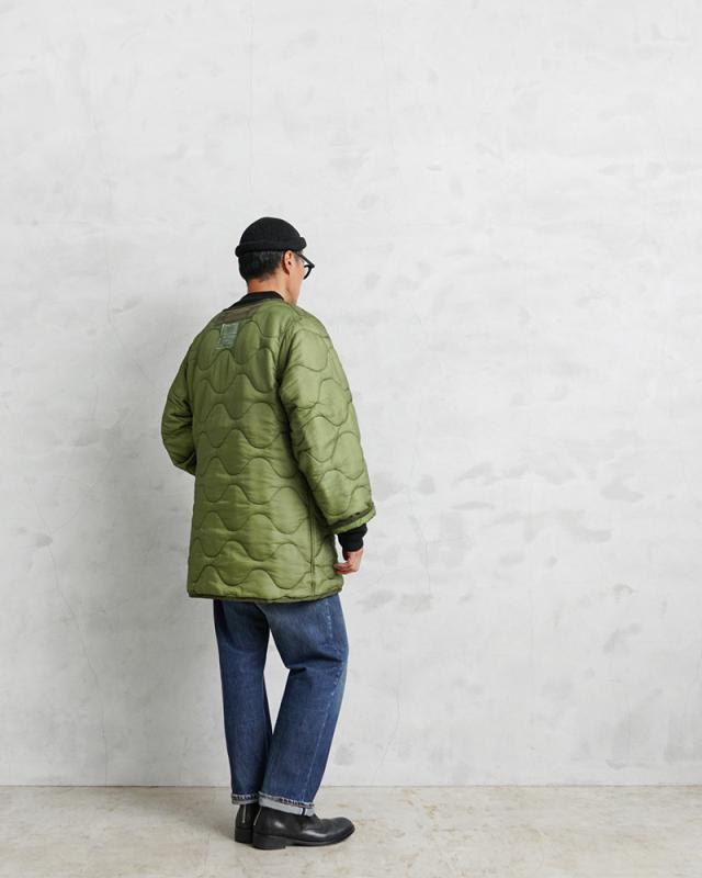 WAIPER.inc 実物 新品 デッドストック 米軍 リメイク ナイトデザートカモ パーカー用ライナー ZIP＆POCKETS キルティング ジャケット【I】【Cx】｜メンズ アウター 大きいサイズ ミリタリー カーキ 中綿 防寒 保温 ブランド 古着 おしゃれ_3
