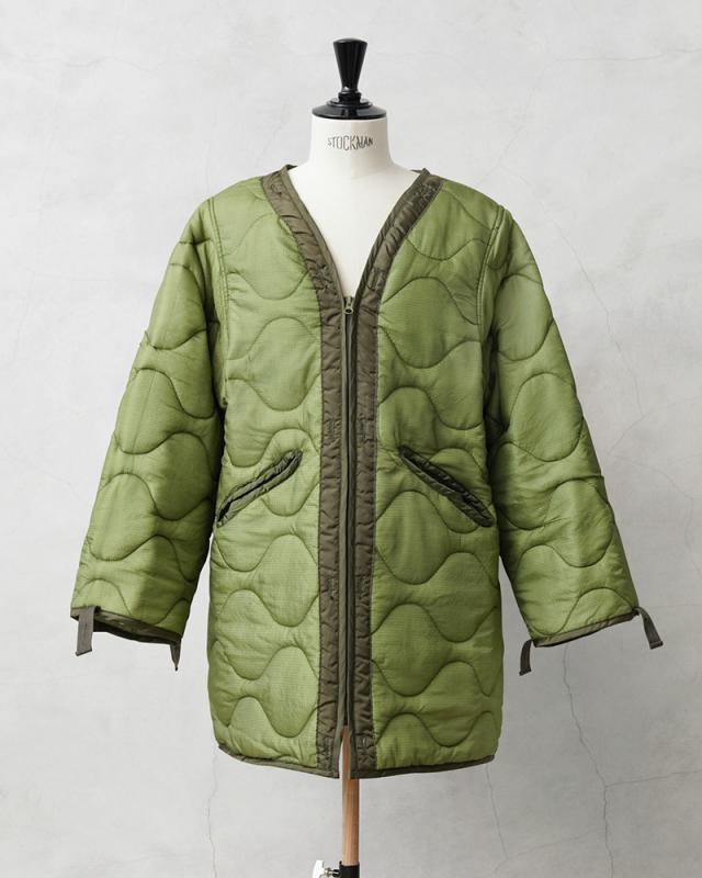 WAIPER.inc 実物 新品 デッドストック 米軍 リメイク ナイトデザートカモ パーカー用ライナー ZIP＆POCKETS キルティング ジャケット【I】【Cx】｜メンズ アウター 大きいサイズ ミリタリー カーキ 中綿 防寒 保温 ブランド 古着 おしゃれ_4